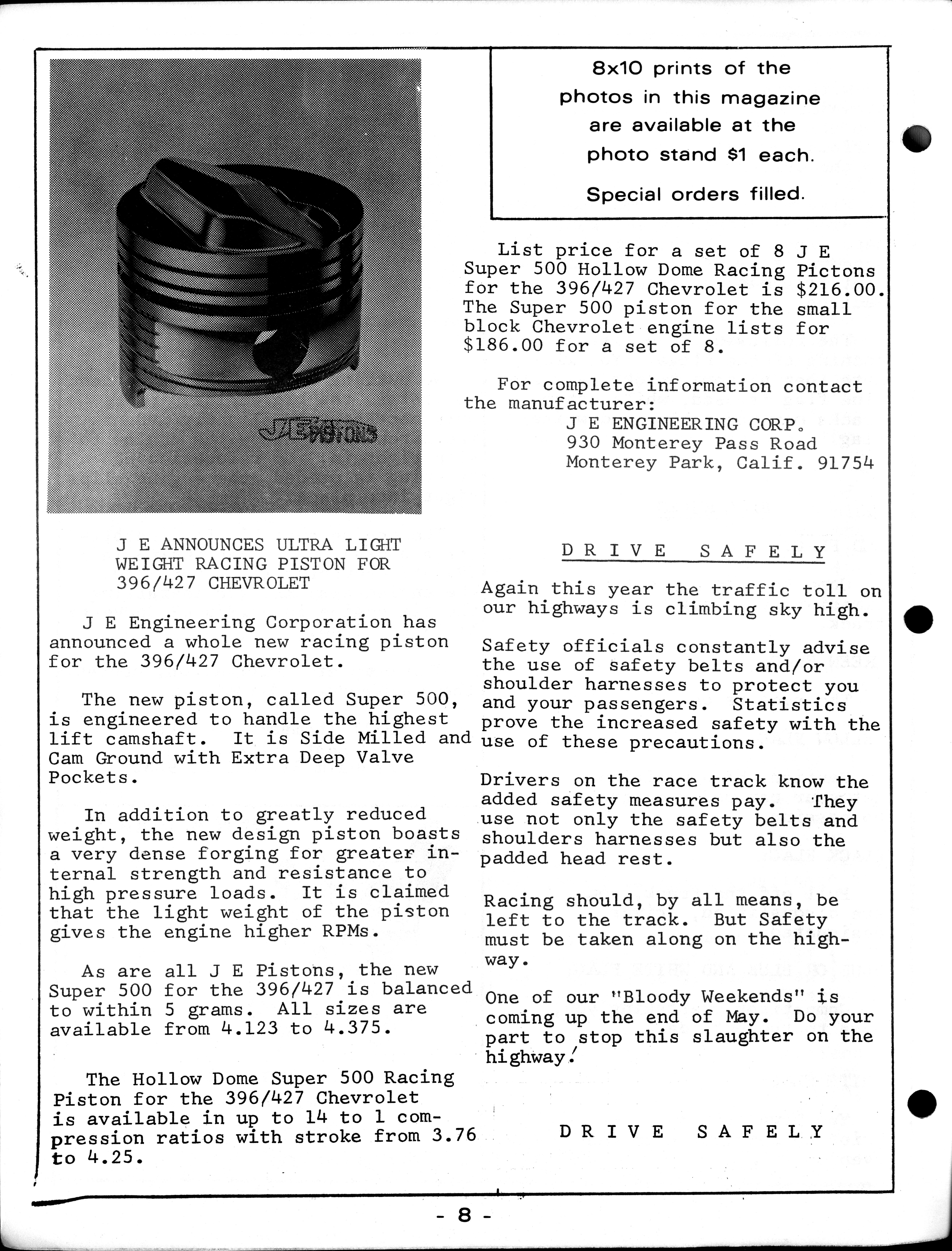 Checkered Flag Racing News May 13, 1969 back cover